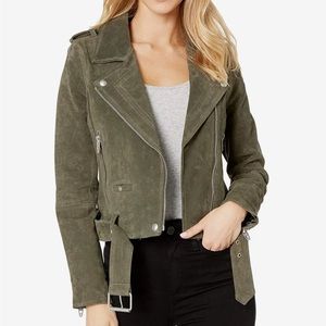 BLANK NYC Genuine Suede/Leather Green Moto Jacket XS